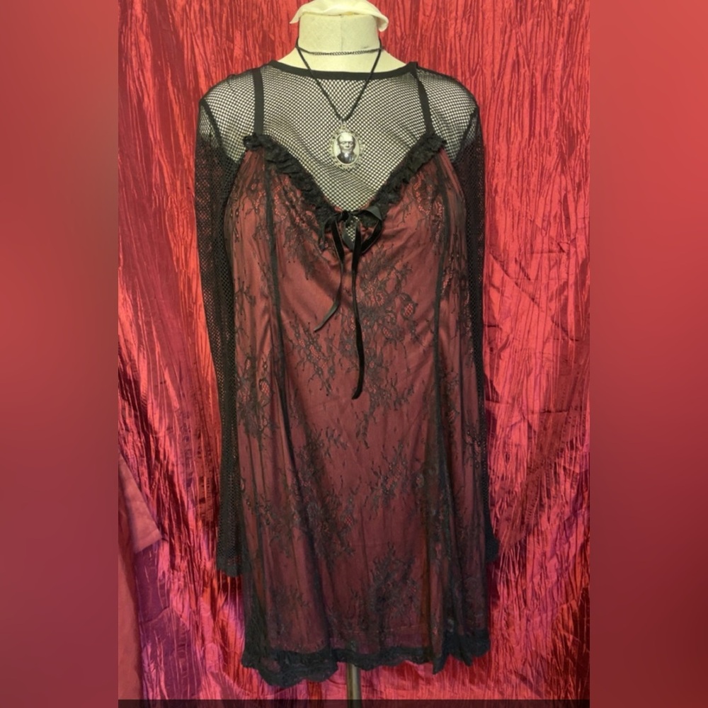NWOT Lace and fishnet dress